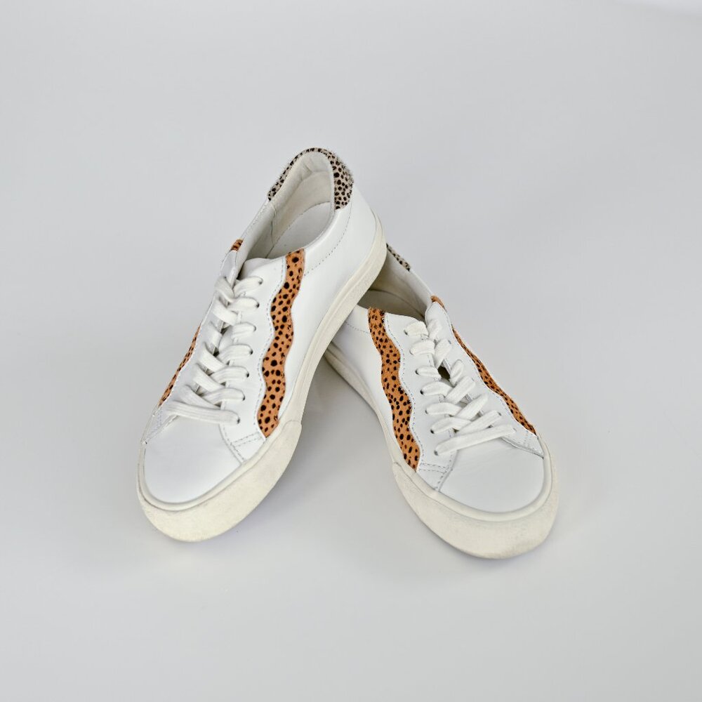 Madewell White and Brown Leopard Print Sneakers-Like New Size 5.5